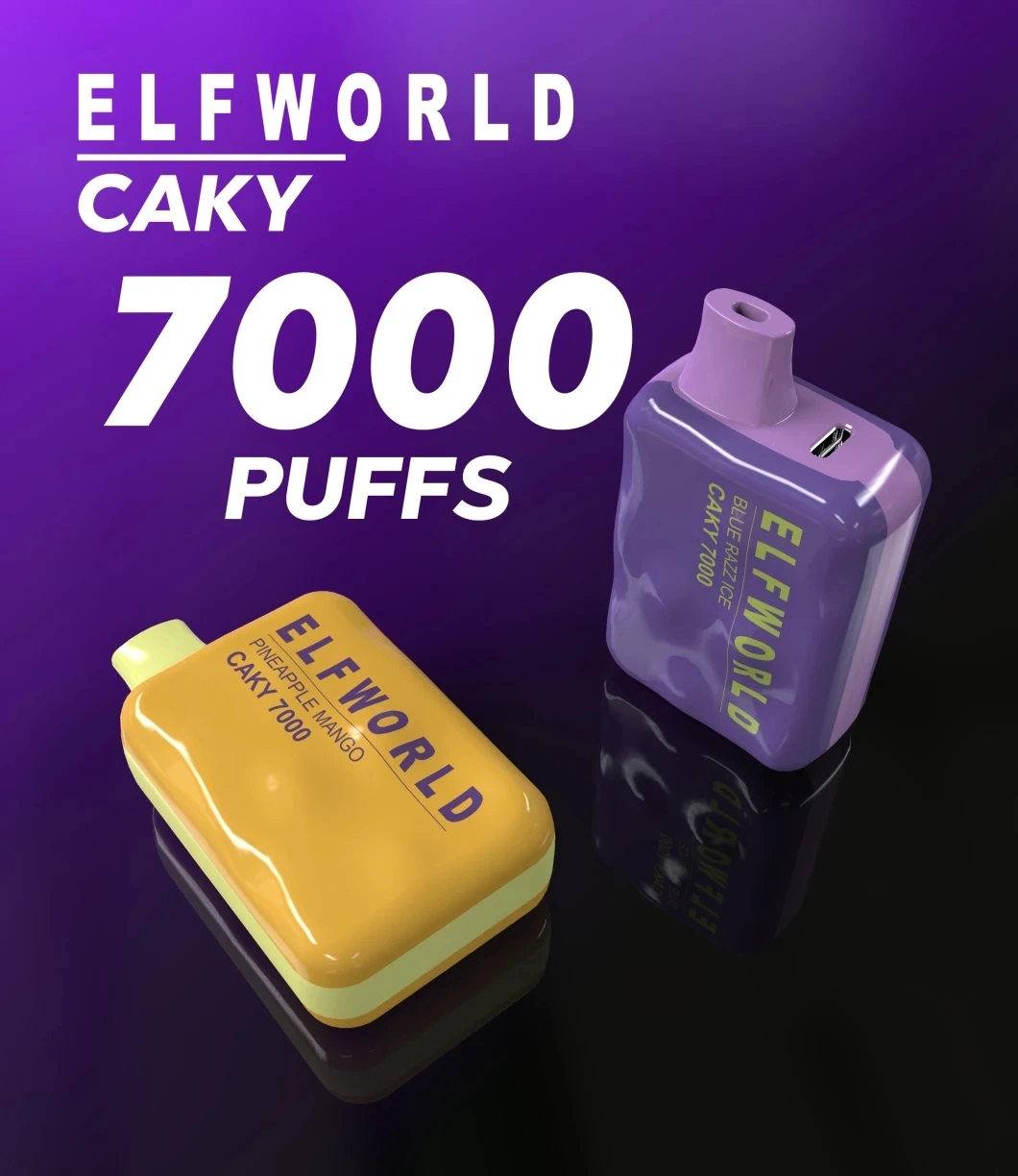 Original Elfworld Caky 7000 Puffs 14ml Prefilled 650mAh Rechargeable Battery E Cigarette Pen Wholesale Disposable Vape